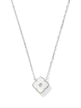 Kendra Scott Dira Sterling Silver Carved Stone Pendant Necklace (NWT)